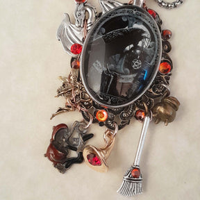 Raven Witchy Dragon Cabochon Necklace