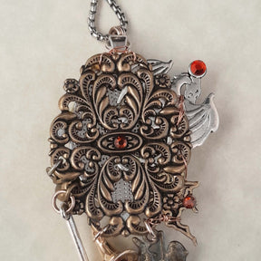 Raven Witchy Dragon Cabochon Necklace