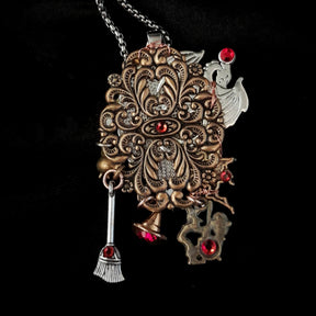 Raven Witchy Dragon Cabochon Necklace