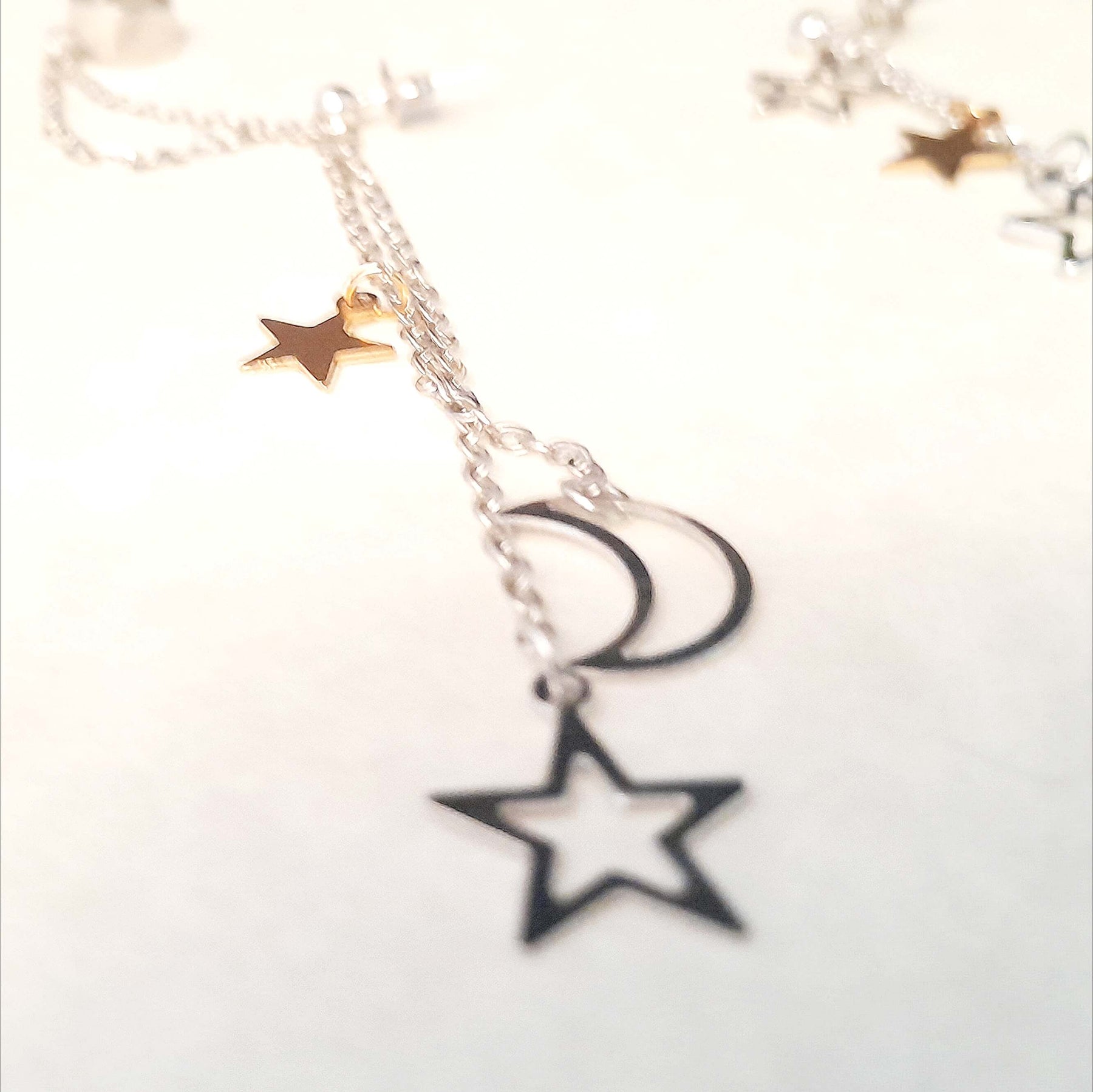 Moon & Stars Chain Cuff Earrings
