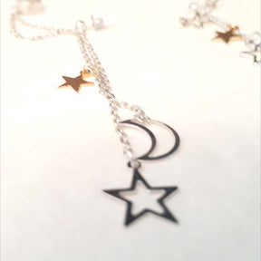 Moon & Stars Chain Cuff Earrings