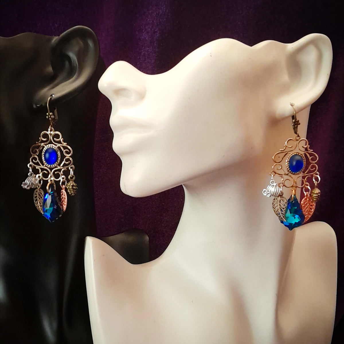 Blue Crystal Chandelier Earrings