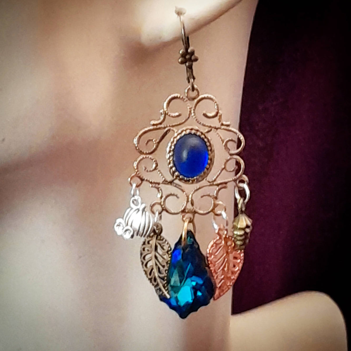 Blue Crystal Chandelier Earrings