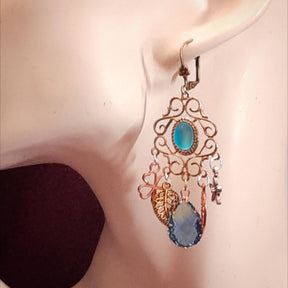 Teal Crystal Chandelier Earrings