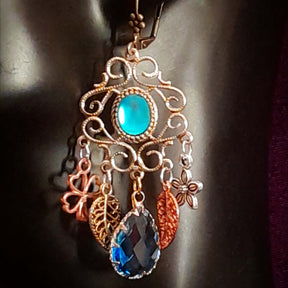 Teal Crystal Chandelier Earrings