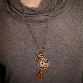 Fantasy Mask Topaz Crystal Necklace