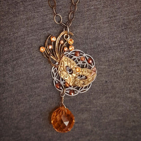 Fantasy Mask Topaz Crystal Necklace