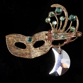Emerald Green Mask Brooch Pin