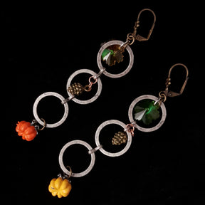 Long Dangle Pumpkin Earrings