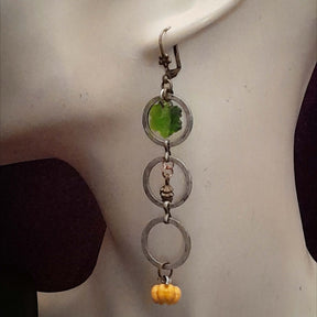 Long Dangle Pumpkin Earrings