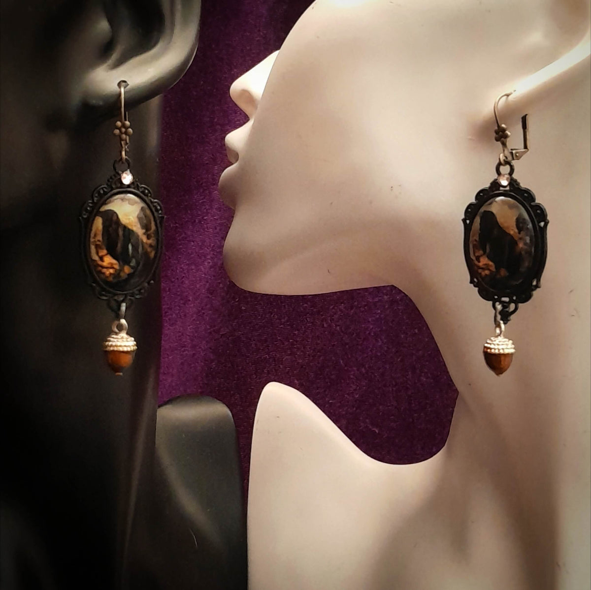 Witchy Crow & Acorn Earrings