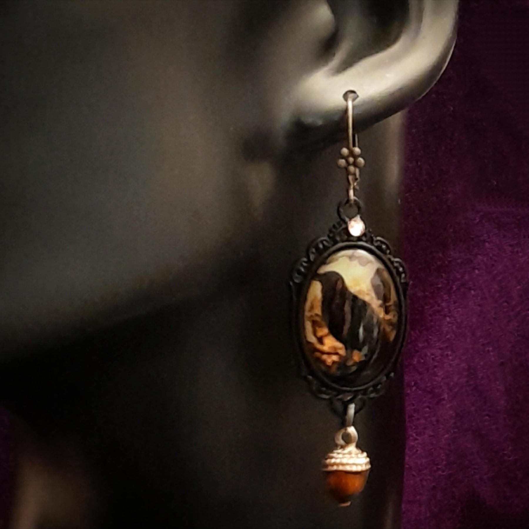 Witchy Crow & Acorn Earrings