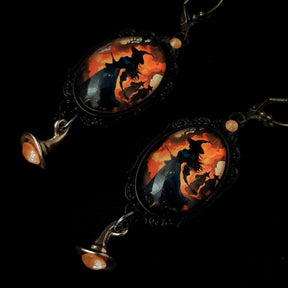 Orange Witchy Cabochon Earrings