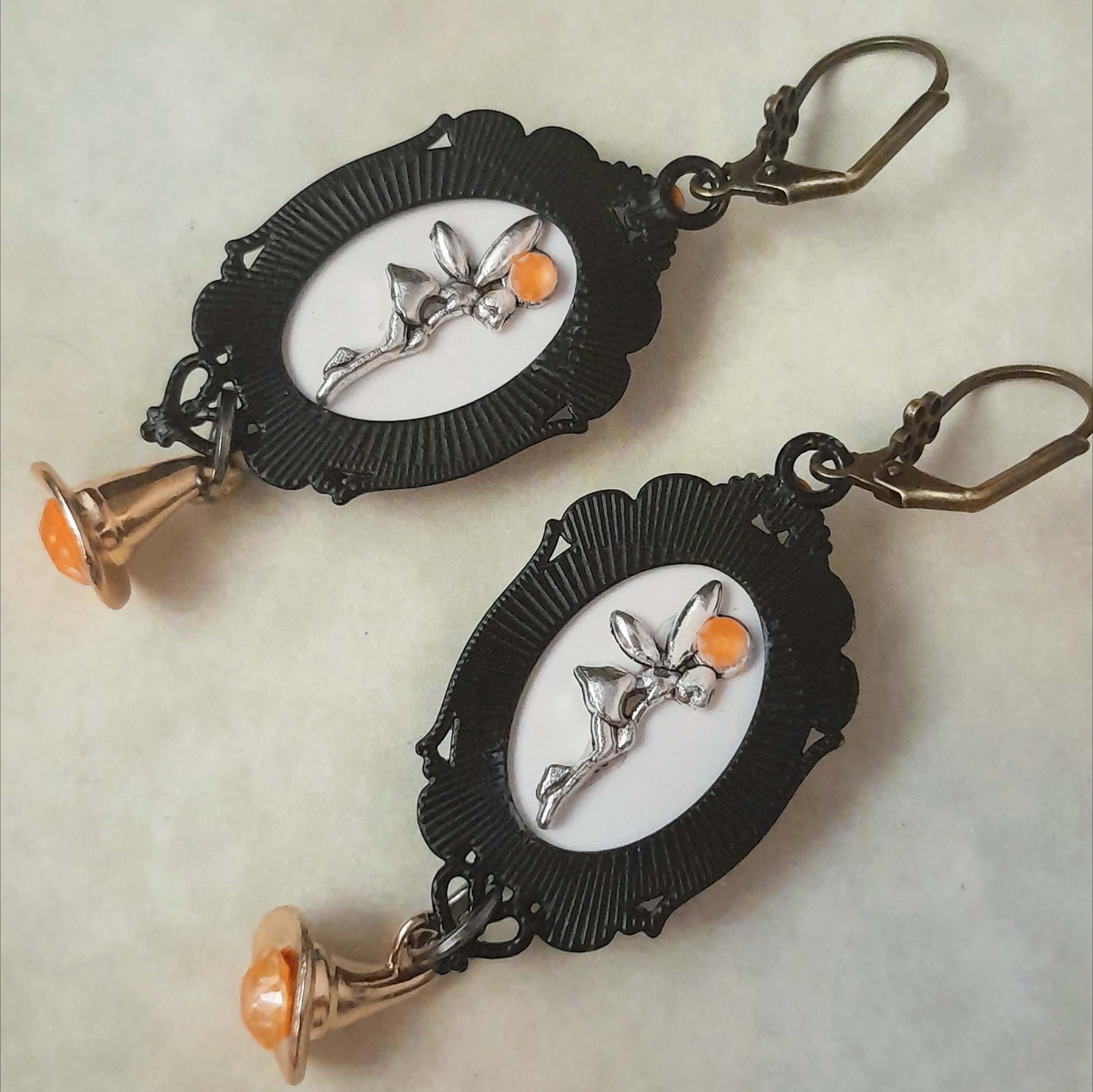 Orange Witchy Cabochon Earrings