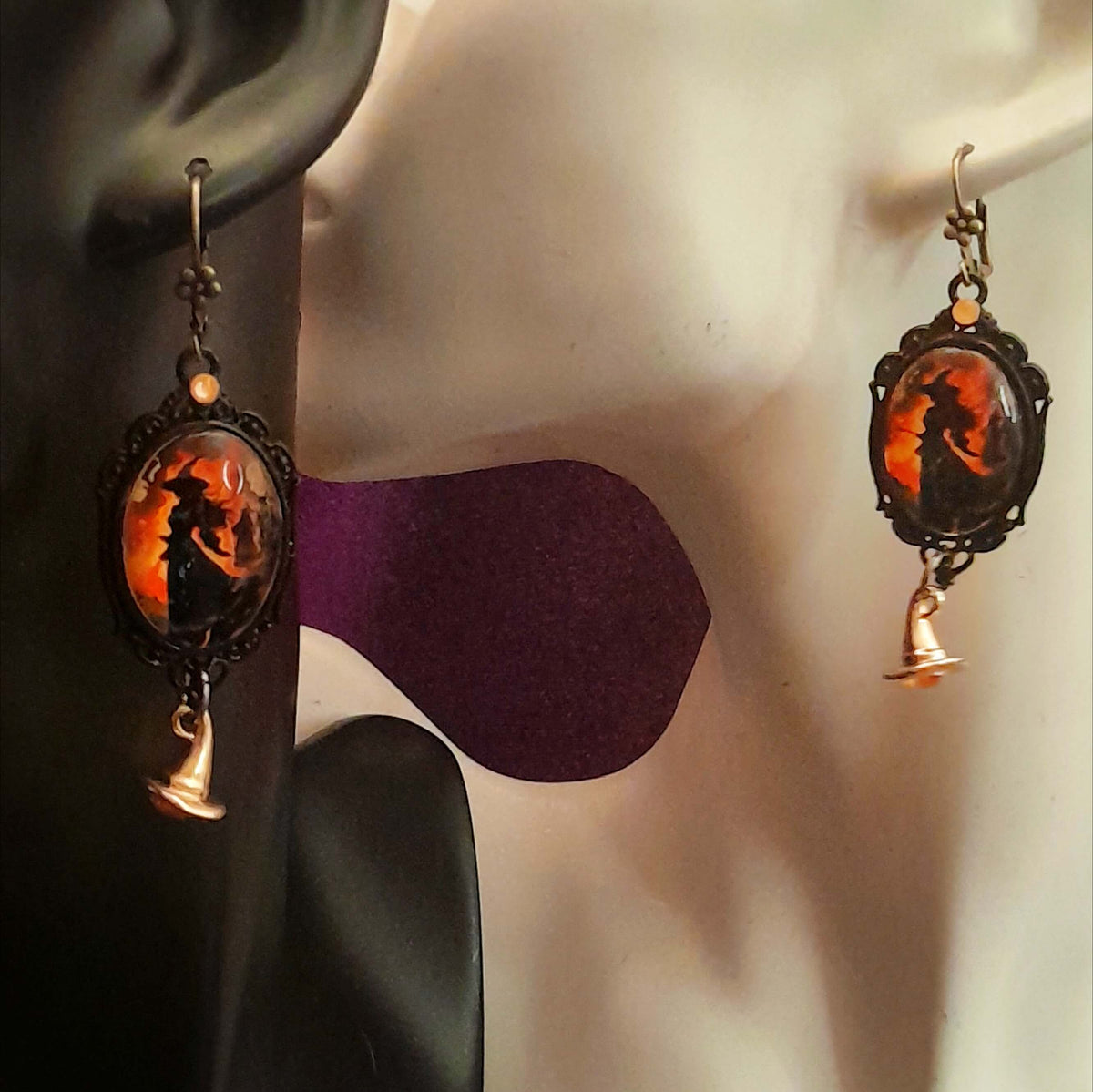 Orange Witchy Cabochon Earrings