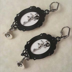Crow & Skull Witchy Cabochon Earrings