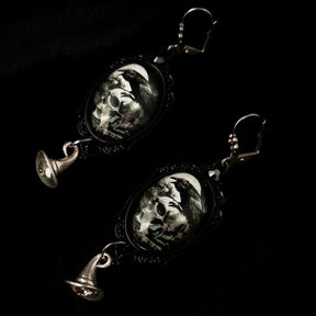 Crow & Skull Witchy Cabochon Earrings