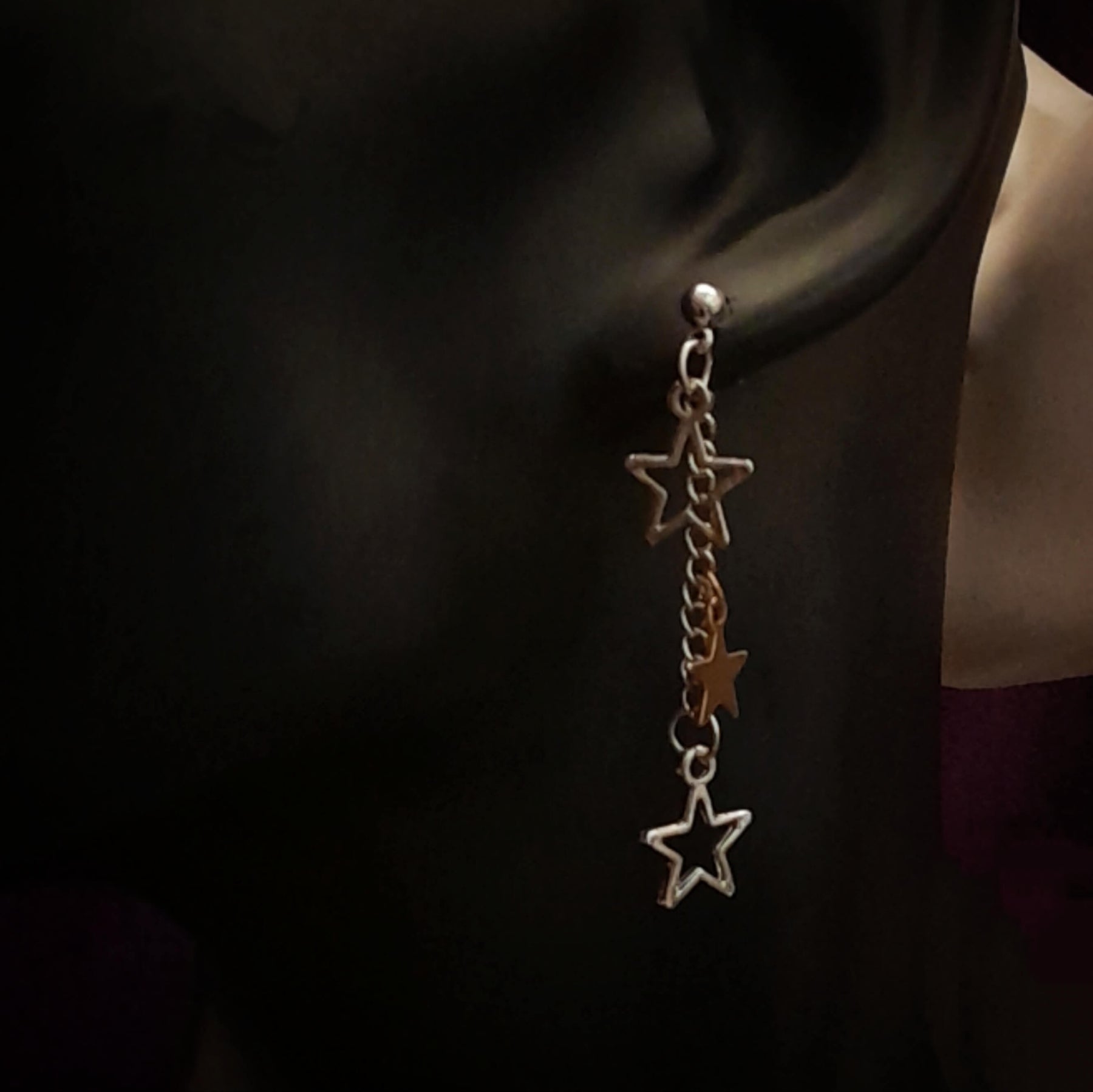 Moon & Stars Chain Cuff Earrings