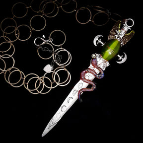 Green Cat's Eye Snake Sword Necklace