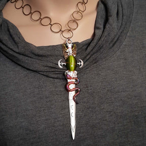 Green Cat's Eye Snake Sword Necklace