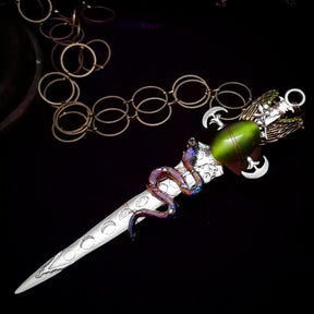 Green Cat's Eye Snake Sword Necklace