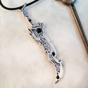Men's Double Sword Black Crystal Necklace