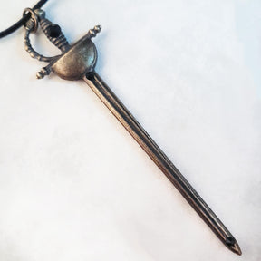 Men's Double Sword Black Crystal Necklace
