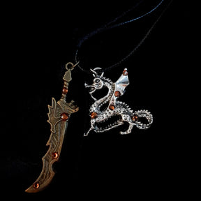 Men's Dragon & Sword Fantasy Necklace