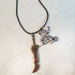 Men's Dragon & Sword Fantasy Necklace