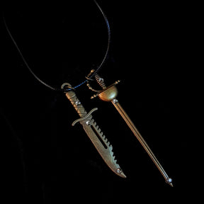Men's Double Sword Gray Crystal Necklace
