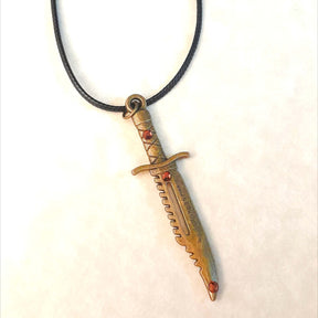 Men's Sword Necklace Brown Crystal