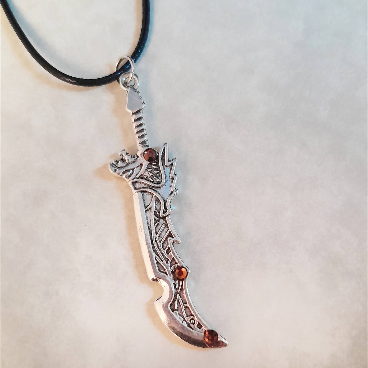 Men's Sword Brown Crystal Necklace
