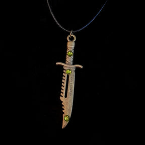 Men's Dagger Green Crystal Necklace