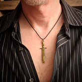 Men's Dagger Green Crystal Necklace