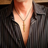 Men's Black Crystal Sword Necklace