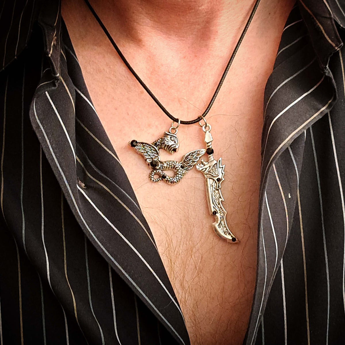 Men's Sword & Dragon Necklace