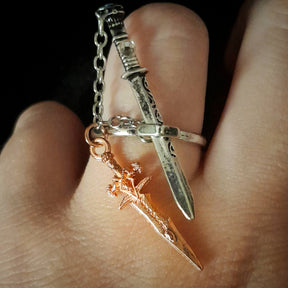 Adjustable Fantasy Double Sword Ring