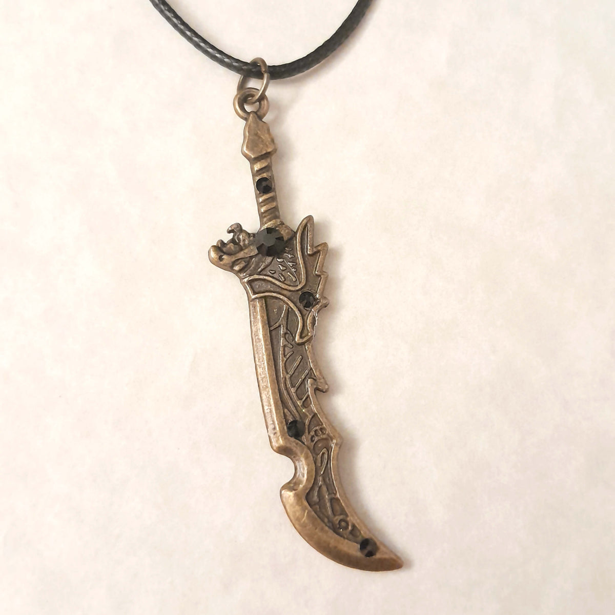 Men's Black Crystal Sword Necklace