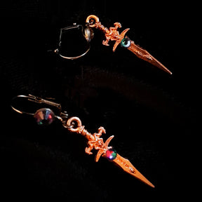 Rose Gold Crystal Sword Earrings