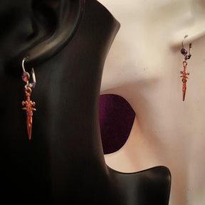 Rose Gold Crystal Sword Earrings