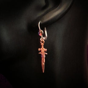 Rose Gold Crystal Sword Earrings