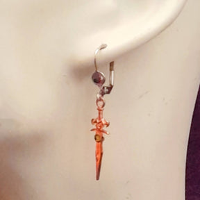 Rose Gold Crystal Sword Earrings