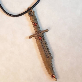Men's Sword Necklace Brown Crystal