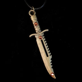 Men's Sword Necklace Brown Crystal