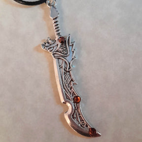 Men's Sword Brown Crystal Necklace