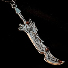 Men's Sword Brown Crystal Necklace
