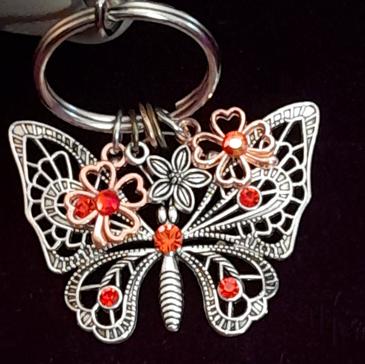 Butterfly Clover Purse Charm Keychain