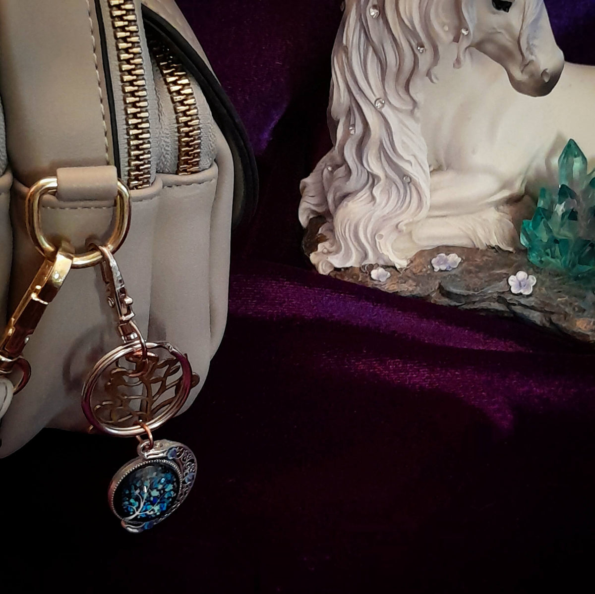 Tree of Life Moon Purse Charm Keychain