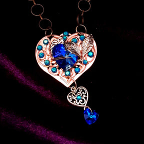 Blue Hearts Crystal Necklace
