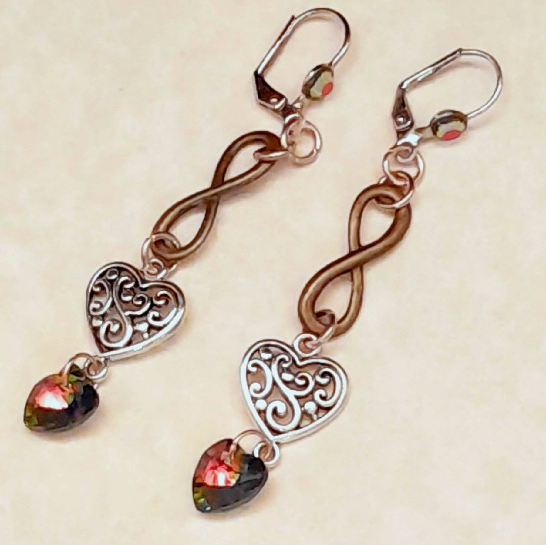 Earrings Eternity Crystal Hearts